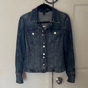 White House Black Market Medium Blue Denim Button-Front Jacket